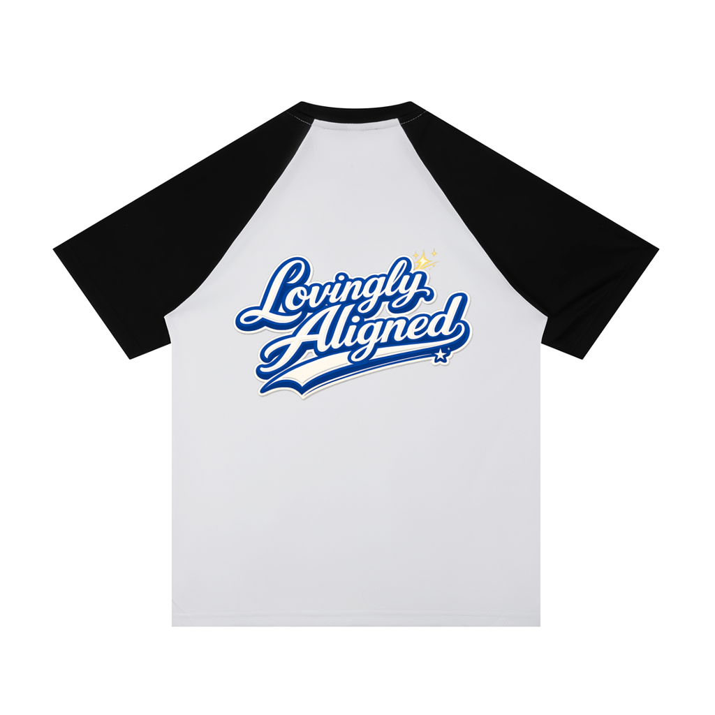 Lovingly Aligned - Contrast Raglan Sleeve Mesh T-Shirt