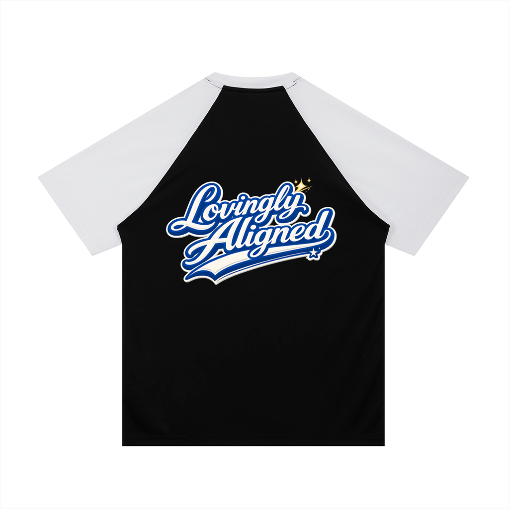 Lovingly Aligned - Contrast Raglan Sleeve Mesh T-Shirt